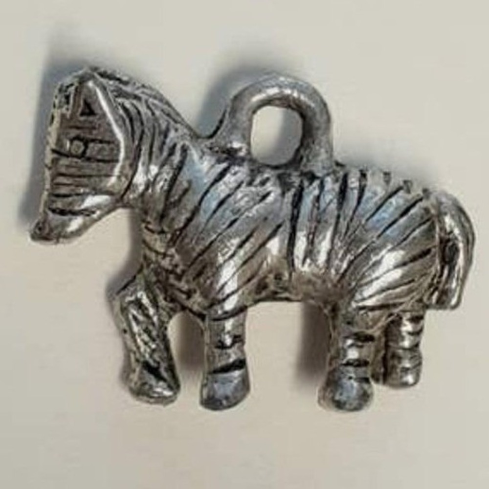 New Vintage Zebra Charm Pendant Silver Tone Animal Dangle Jewelry Striped Horse